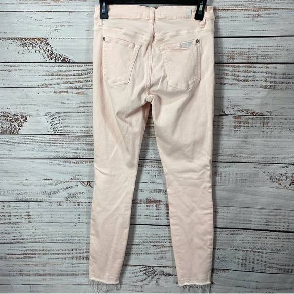 7FOR ALL MANKIND PALE PINK SIZE 26 RAW HEM SKINNY JEANS - Picture 5 of 7